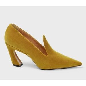 NWOB The Fold Firenze 80 Topaz Ceylon Marigold Velvet Heels Size 38 8